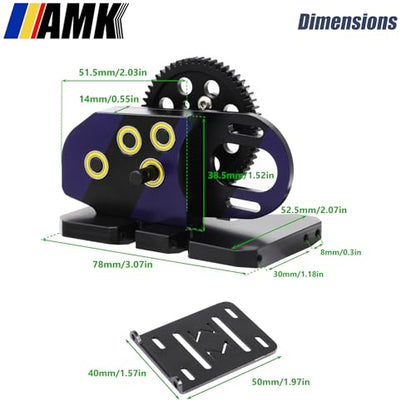 AMK Overdrive 30% Metal Differential Gearbox with POM Skid Plate for 1/10 Scale LCG Transmission, Compatible with RC Crawler Axial SCX10, Capra, Element, Gspeed, and DIY Chassis (Purple) - color: Purple