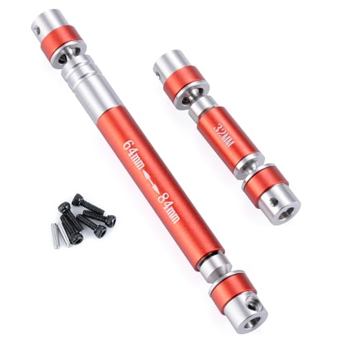 RCLIONS Stainless Steel RC Drive Shaft 32+64mm Driveshaft Upgrade for 1/24th AXIAL SCX24 AXI90081 Deadbolt AXI00004 4WD Rock Crawler Car Parts (Red) - color: Red
