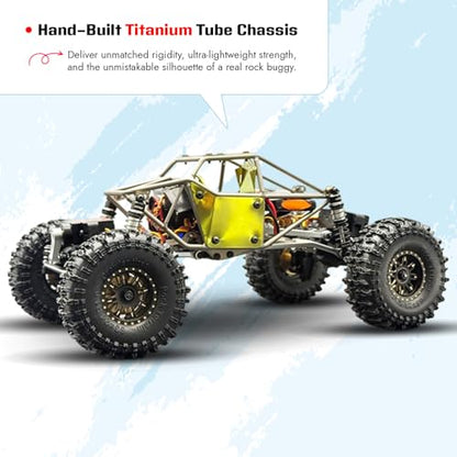 furitek Limited Edition Titan Buggy 18 – RTR Titanium Gold Edition w/Active Pro 4WS & Micro Tesla DigiBoard - Remote Control Car RC Cars for Adults (Gold) - color: Gold