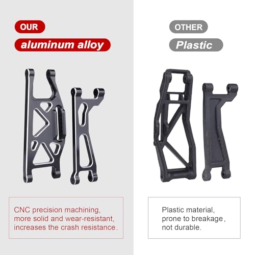 RC Suspension Arms Aluminum Front & Rear Upper Lower Arms Kit for Traxxas WideMaxx 8995 8998 8999 Upgrade Parts, 8PCS (Black) - color: Black