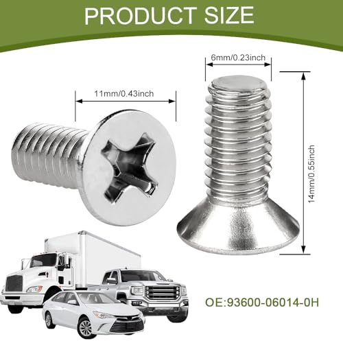 Stainless Steel Brake Disc Rotor Screws, Brake Rotor Bolt, 16PCS | 93600-06014-0H Car Hardware Bolts Screw Kit, Retaining Screws for Front and Rear, Car Accessories, Fit Most Cars