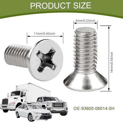Stainless Steel Brake Disc Rotor Screws, Brake Rotor Bolt, 16PCS | 93600-06014-0H Car Hardware Bolts Screw Kit, Retaining Screws for Front and Rear, Car Accessories, Fit Most Cars