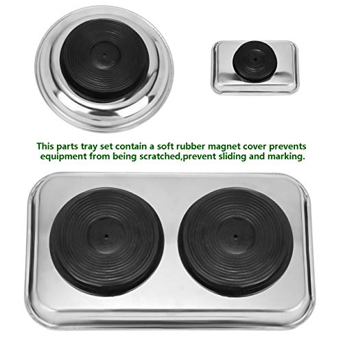 Magnetic Tray Holder 3pc,for Socket Screw Nuts Bolts Metal Parts,Extra Strong Magnet,Thickened Tray,Stainless Steel - style: Tray & Bowl 3pc