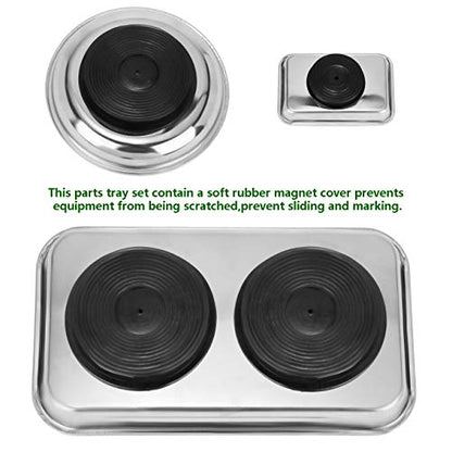 Magnetic Tray Holder 3pc,for Socket Screw Nuts Bolts Metal Parts,Extra Strong Magnet,Thickened Tray,Stainless Steel - style: Tray & Bowl 3pc