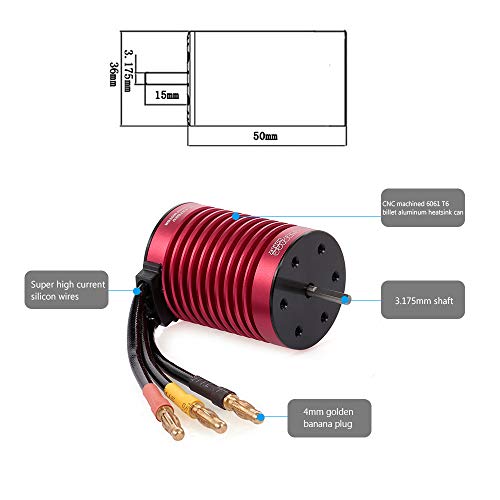 GoolRC Surpass Hobby Waterproof F540 4370KV RC Car Brushless Motor with Brushless 45A ESC for 1/10 Scale RC Car Truck Indispensable Accessory for Modification Enthusiasts