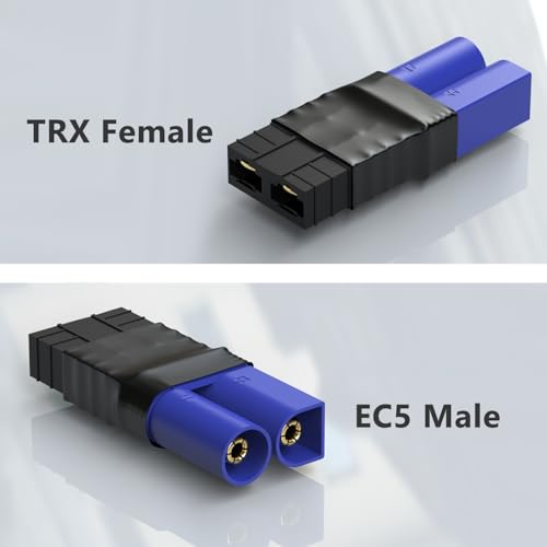 Cordro 2 Pair RC LiPo Battery Connector Adapter Compatible with TRX/Traxxas Lipo Battery Plug to EC5 Male Female on ESC Charger