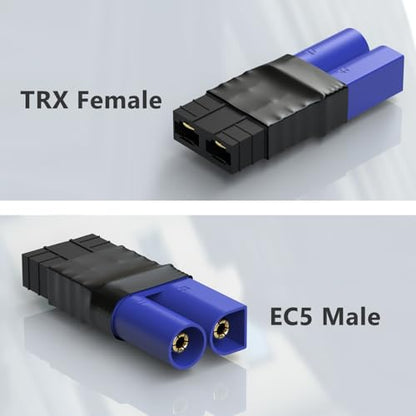 Cordro 2 Pair RC LiPo Battery Connector Adapter Compatible with TRX/Traxxas Lipo Battery Plug to EC5 Male Female on ESC Charger