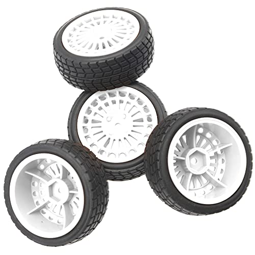 OD2.75'' Nylon 12mm Hex Hub Wheel Rims & Rubber Tires Compatible with HSP Tamiya HPI Traxxas 1/10 1/12 On-Road Car,WLtoys 144001 A959 124018 LaTrax RC Buggy (White) - color: White