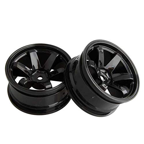 4PCS Plastic Wheels Rims Diameter 52mm for 1/10 Scale On Road Touring Racing Drift Car HSP HPI Tamiya Yokomo (Black) - color: Black