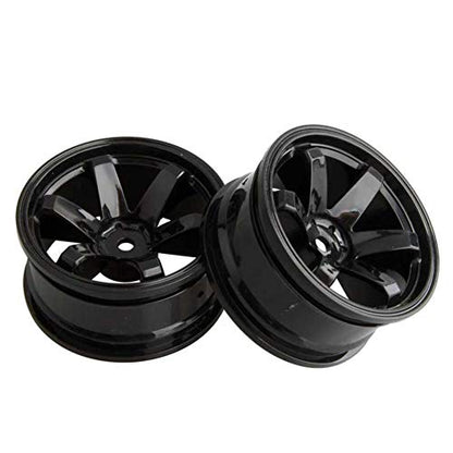 4PCS Plastic Wheels Rims Diameter 52mm for 1/10 Scale On Road Touring Racing Drift Car HSP HPI Tamiya Yokomo (Black) - color: Black