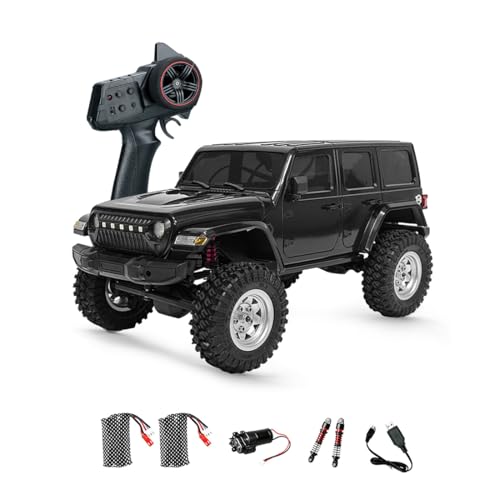 1/18 Scale 4WD RC Crawler, Full Proportional Off Road Remote Control Truck with LED Lights, Waterproof ESC, High Torque Motor, All Terrain RC Drift Vehicle Model for Adults - size: 2 Battery
