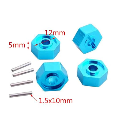 Rc Accessories For HSP 286042 1/16 ATV94187 94186 Pro 94286 B 4pcs Scale RC Monster Truck Aluminum Wheel Hub Hex Adapter 5mm(Blue) - color: Blue