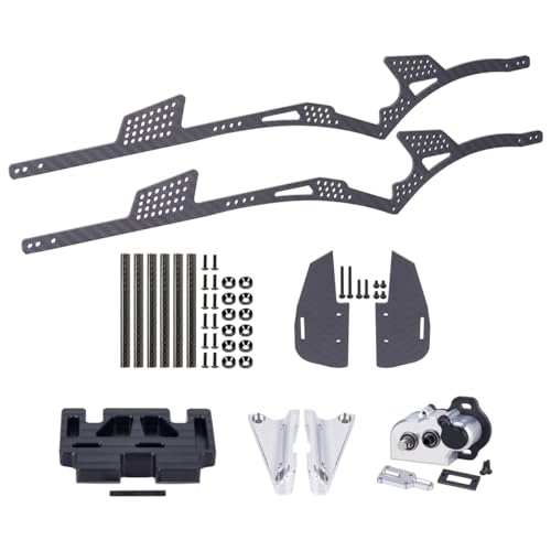 Performance Carbon LCG Chassis Kit with Brace Rock Sliders Delrin Skid Plate for 1/10 RC Crawler Comp Rigs SCX10 Capra Upgrade (Chassis Kit C) - style: Chassis Kit C