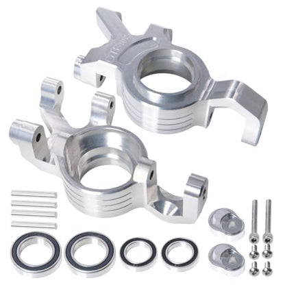 GTBRacing X-Maxx CNC Aluminum 7075 Front Steering Spindle Block Knuckles Set for 1/5 RC Car Tra-xxas Xmaxx 6S 8S Upgrade Part (Front Knuckle Silver) - color: Front Knuckle Silver