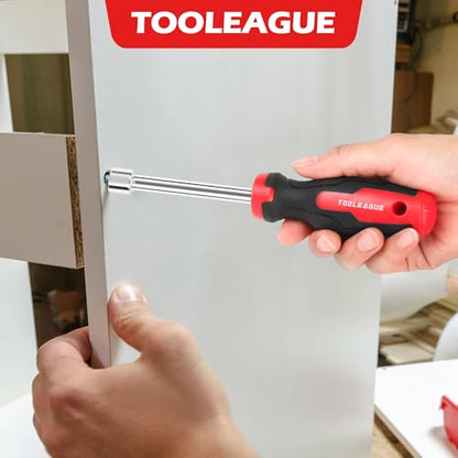 TOOLEAGUE 7Pcs SAE Nut Driver Set | 3/16, 1/4, 5/16, 11/32, 3/8, 7/16, 1/2 Inch, 3.5 Inch(1 Inch Hollow,2.5 Inch Solid) Shaft Nut Driver with Pass Through Design