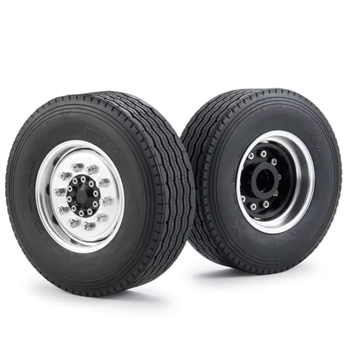 RC Car Assortment for Tamiya 1/14 RC Truck Trailer Cargo for Climbing Car Front Wheel Hub Aluminum Alloy 10 Spokes Rims(2PCS) - size: 2PCS