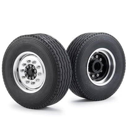 RC Car Assortment for Tamiya 1/14 RC Truck Trailer Cargo for Climbing Car Front Wheel Hub Aluminum Alloy 10 Spokes Rims(2PCS) - size: 2PCS