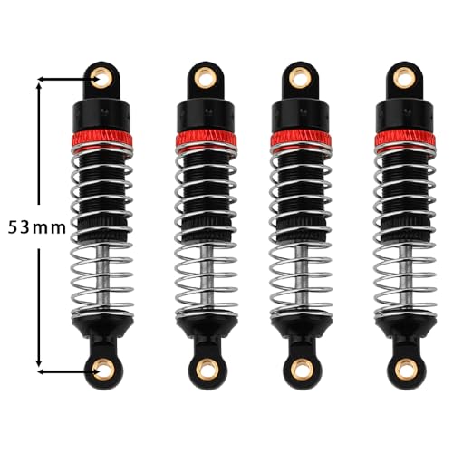 4PCS 53mm/59mm/66mm Aluminum Shocks Absorbers Oil Threaded Damper for 1/18 RC Crawler TRX4M TRX-4M Bronco Defender K10 Upgrade Parts,Silver Color Spring (53mm black) - color: 53mm black