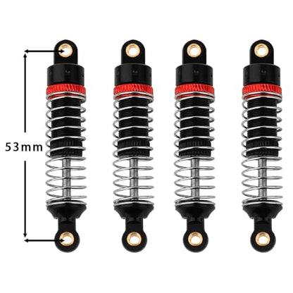 4PCS 53mm/59mm/66mm Aluminum Shocks Absorbers Oil Threaded Damper for 1/18 RC Crawler TRX4M TRX-4M Bronco Defender K10 Upgrade Parts,Silver Color Spring (53mm black) - color: 53mm black