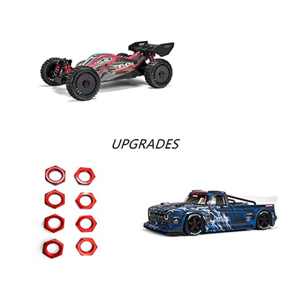 8pcs Alloy Wheel Nuts 17mm Thread 1.0 for Arrma 6s 3s Typhon Notorious Kraton Outcast Talion Infraction Limitless Felony Mojave Wheel Nuts Parts Red WARAC9763R