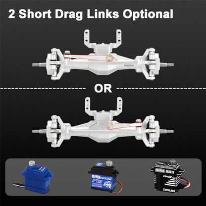 INJORA +4mm Diamond Axles with Lay Down Servo Mount & Links for 1/18 TRX4M(Silver) - color: Silver