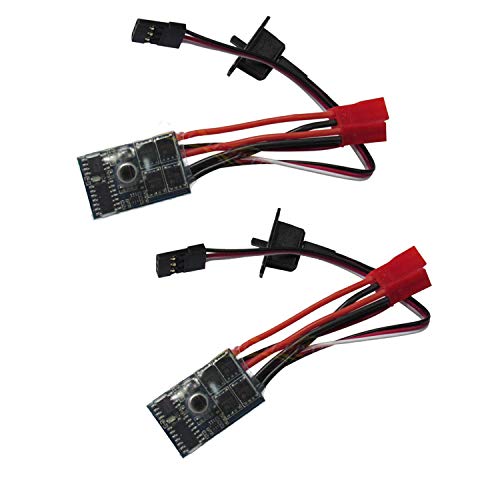 Rc ESC 10a Brushed Motor Speed Controller 1/16-24 for Car Boat Tank W/Brake(Pack of 2 Pcs) - size: 2 Pcs