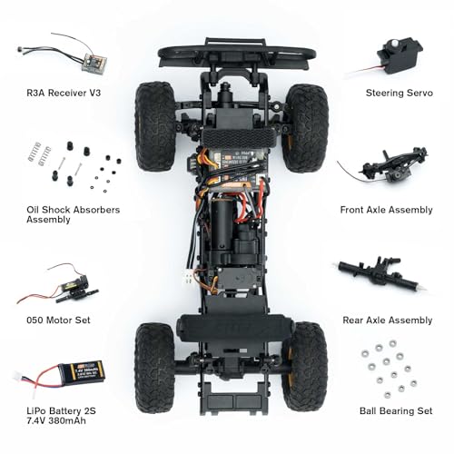 FMS 1/24 FCX24M RC Crawler RTR, Land Rover Series with Licensed, 1/24 RC Truck 4X4 Mini RC car with Lighting, 2.4Ghz Remote Control,Battery (Defender90)