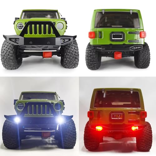 RC Bumper For Axial For Wrangler Trail Honcho SCX6 AXI05000 AXI05001 1/6 Metal Front Rear Bumper With Lights RC Crawler Car Truck(Front) - color: Front
