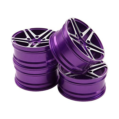 ShareGoo Metal Wheel Rims RC 12mm Hex Hubs 1/10 RC Drift On-Road Racing Touring Wheel Rim Compatible with HSP Tamiya Kyosho RedCat Sakura WLtoys Universal 1/10 RC Scales,5-Spoke (Purple) - color: Purple