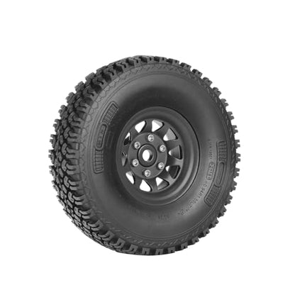 4PCS 1.55 Inch Beadlock Metal Wheel Rim and Rubber Tires Set for 1/10 RC Rock Crawler Car for Axial AX90069 D90 TF2 Tamiya CC01 LC70(90mm-10Holes Black) - color: 90mm-10holes Black