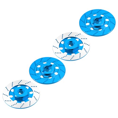 4PCS MORFUM RC Aluminum Alloy Hex Drift Wheels Rim Tires Hub Brake Disc Compatible with Sakura D4 AWD RWD 1/10 RC Drift Crawler Car Upgrade Parts (Blue) - color: Blue