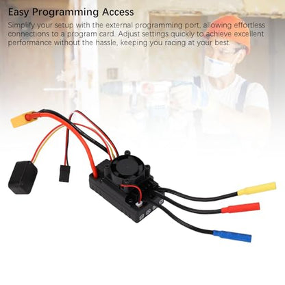 Yunseity Brushless ESC 60A, RC Electronic Speed Controller Replacement for 1:10 Buggy On Road Off Road, Brushless RC Car ESC with Cooling Fan, Motor Controller for Hobby