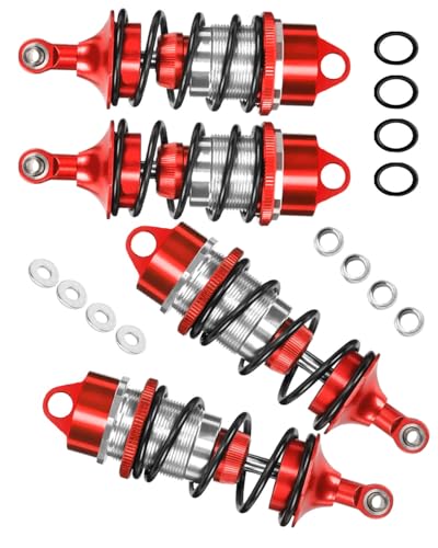 Shock Absorber Upgrades for 1/7 Felony 6S BLX,Infraction 6S BLX,Limitless Roller Speed Bash,4Pcs Front Rear RC Shocks Damper Parts,Adjustable Hop Ups,Replace #ARA330627,Red - color: Red