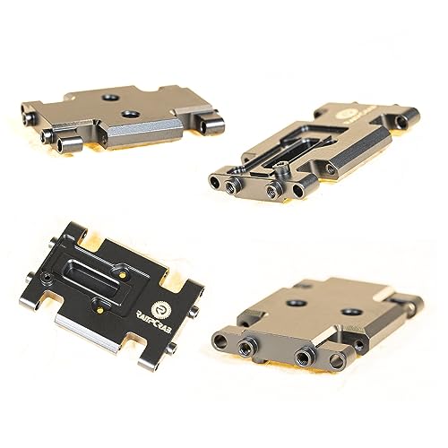 RampCrab Skid Plate Transmission Mount for AX24, Black Coating, Brass Mount for AX24 XC-1, 21 Grams, Upgrades Parts for 1/24 RC Crawler Car - color: Brass-Black