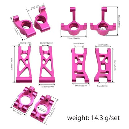 RC Suspension Arm Kit for Losi Micro-B RC 2WD Buggy RTR RC Aluminum Alloy Front Rear Swing Arms Steering Cups C-Seats CVD Shaft Connecting Rods (Pink Suspension Arm Set 8 Pcs) - color: Pink Suspension Arm Set 8 Pcs