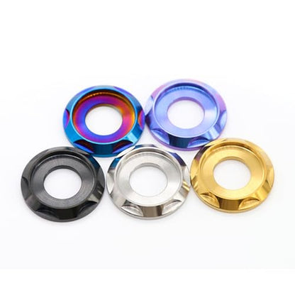 GR5 (Ti-6Al-4V) Titanium Alloy CNC Carved Fancy Washers 4 Pack Suitable for Fancy Screws and Other Uses M5 M6 M8 M10 (Black, M6=4pcs) - color: black, size: M6=4pcs
