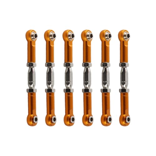 Tbest RC Pull Rod, 6Pcs Adjustable Servo Links Tie Rod Aluminum Alloy Turnbuckle Rod Linkage Set for RC Hobby Car Model(Gold)
