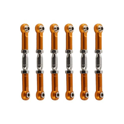 Tbest RC Pull Rod, 6Pcs Adjustable Servo Links Tie Rod Aluminum Alloy Turnbuckle Rod Linkage Set for RC Hobby Car Model(Gold)
