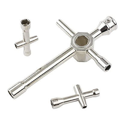 4pcs Mini 4-Way & 6-Way Cross Sleeve Wrenches & Aluminum Hex Nut Driver Bolts Tool Kit 5.5mm 7mm 8mm 10mm 12mm 17mm for 1/8 1/10 RC Car Remote Control Boat Helicopter Drone Robot