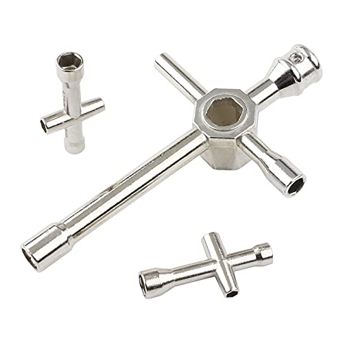 4pcs Mini 4-Way & 6-Way Cross Sleeve Wrenches & Aluminum Hex Nut Driver Bolts Tool Kit 5.5mm 7mm 8mm 10mm 12mm 17mm for 1/8 1/10 RC Car Remote Control Boat Helicopter Drone Robot