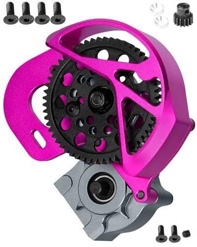 Transmission Gearbox Upgrades Part for 1/10 SCX10, SCX10 II 90046,90047,AX10 RC Crawler Truck,Aluminum Center Transmission Gearbox Hops up,Pink&Titanium - color: Pink&titanium for Upgrades