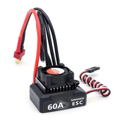 S540 Sensored Motor, 60A ESC Combo Motor, Programmable Button LED Card System with High Output Power, Triple Protection, 6V/3A BEC, Ideal for 1/10 1/12 RC Car (21.5T) - size: 21.5T
