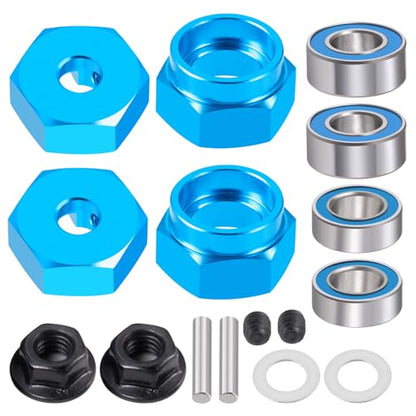 RC Car 1/10 Aluminum Alloy Wheel Hub Hex Adapter 12mm Combiner Wheel Extension Hex Drive Hub Adapter with Bearing Kit for Tamiya DT02 1/10 RC Car Upgrade Parts (Blue) - color: Blue