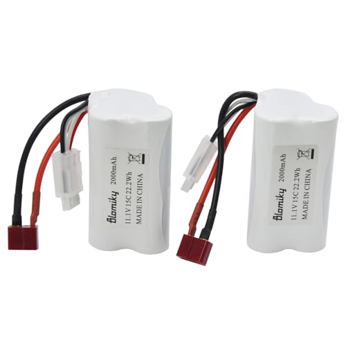 Blomiky 2 Pack T Plug 11.1V 3S 15C 2000mAh 22.2Wh Lithium-ion Battery and USB Cable Suitable for 2104 and R608 RC Boat / R608 Battery 2