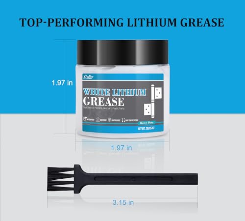 White Lithium Grease - 4oz Multi-Purpose Lubricant for Metal-to-Metal Joint, High Temp Automotive Grease with Brush, Ideal for Brake Machinery, Bearing, Gears, Hinge, Sliding Track