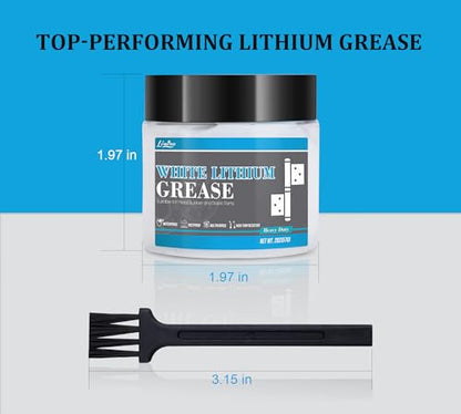 White Lithium Grease - 4oz Multi-Purpose Lubricant for Metal-to-Metal Joint, High Temp Automotive Grease with Brush, Ideal for Brake Machinery, Bearing, Gears, Hinge, Sliding Track