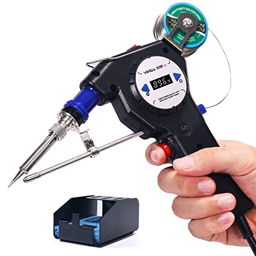 YIHUA 929D-II Soldering Gun Kit Motorized Industrial Automatic Solder Feeding with Digital Display, Temperature Contorl, Stabilization with 80g Solder Wire Soldering Kit - color: Blue