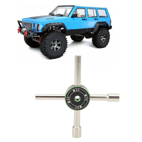 Mini Wrench, 4/5.5/7/8mm Stainless Steel Universal Lock Nut Cross Wrench Cabinet Key 4 Way Hexagon Socket Spanner Valve RC Car Maintenance (Green)
