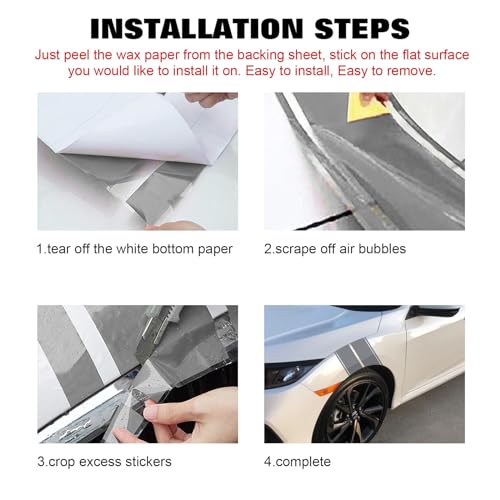 x xotic tech Fender Stripes Hash Marks KK Vinyl Decal Universal for Car Truck Sticker Racing Stripe 11"x23" (Gray) - color: Gray