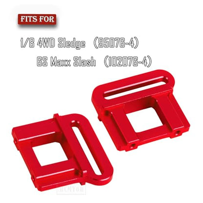 RC Tall Battery Holder Mount Hold Down Upgrades Part for 1/8 6S Maxx Slash / 4WD Sledge,Aluminium Battery Mounting Plate Tray Battery Holder Mount with Strap,Red - color: Red - (Upgrades)